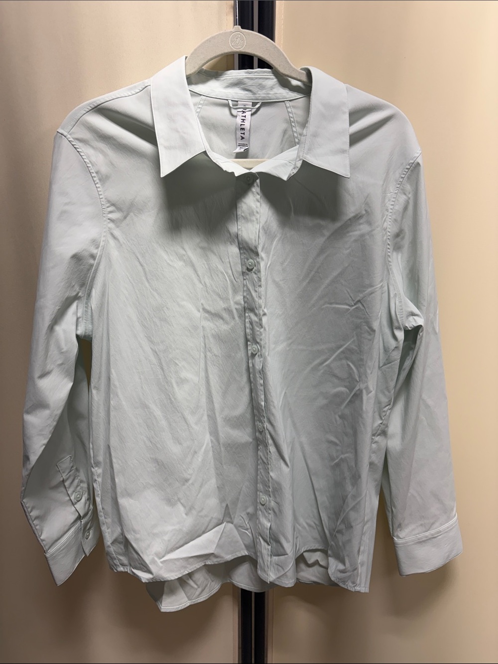 Athleta Women's Light Mint Long-Sleeve Button-Up Shirt